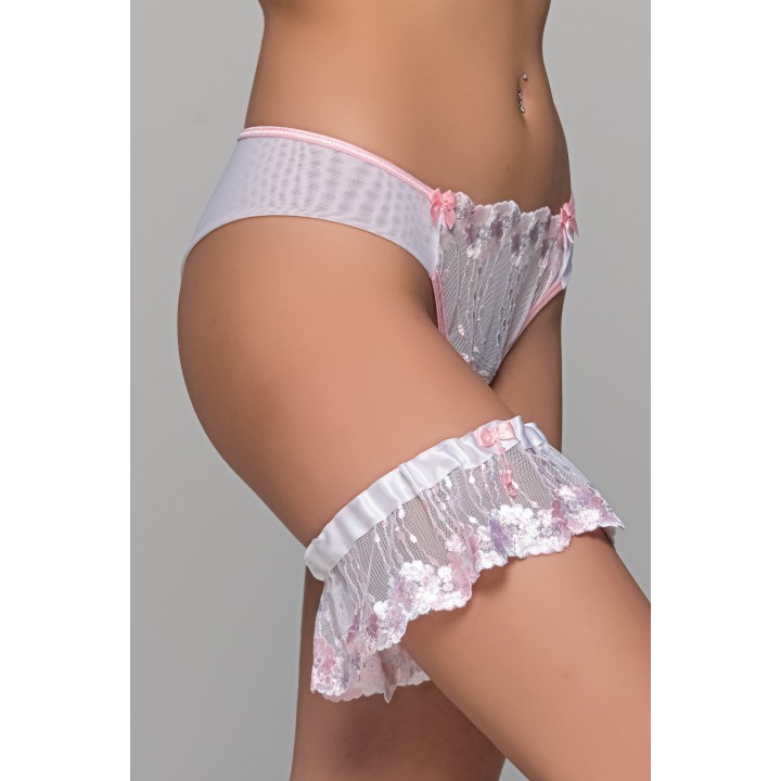 Vintage Νυφική Καλτσοδέτα - Ροζ-Λευκό