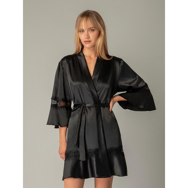 Νυφική Σατέν Ρόμπα με Δαντέλα - Ιβουάρ