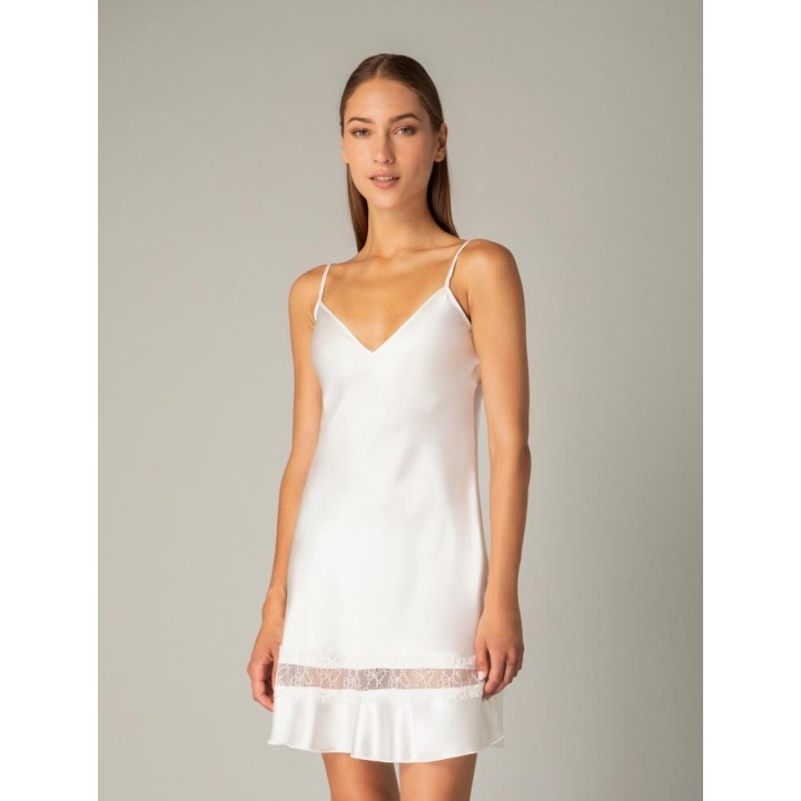 Νυφικό Σατέν Νυχτικό με String – Ιβουάρ