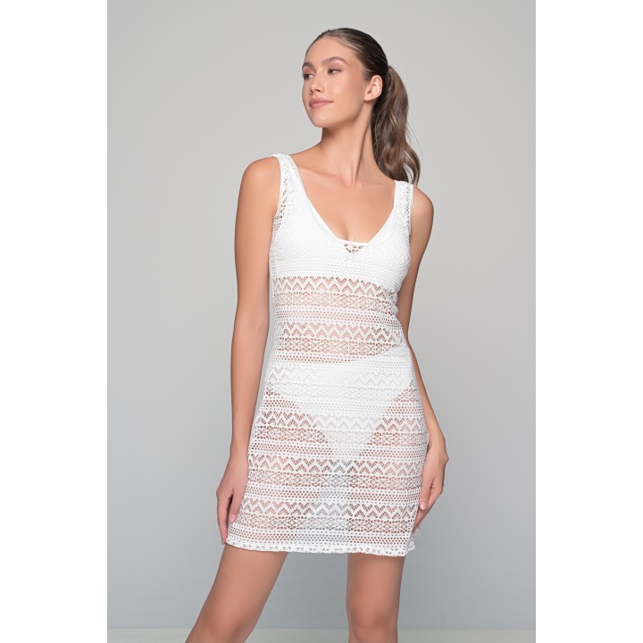 Πλεκτό Φόρεμα Παραλίας - Λευκό