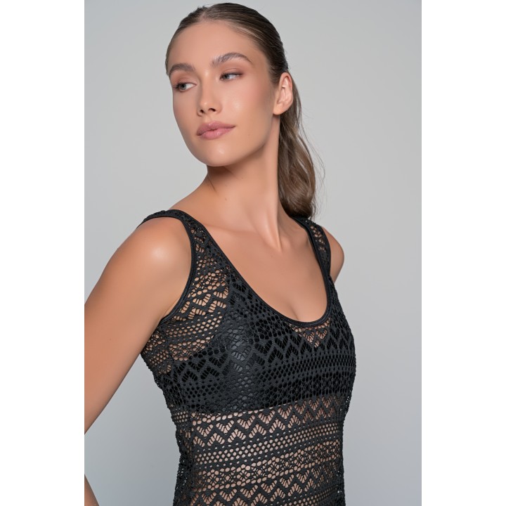 Μακρύ Πλεκτό Φόρεμα Παραλίας - Μαύρο