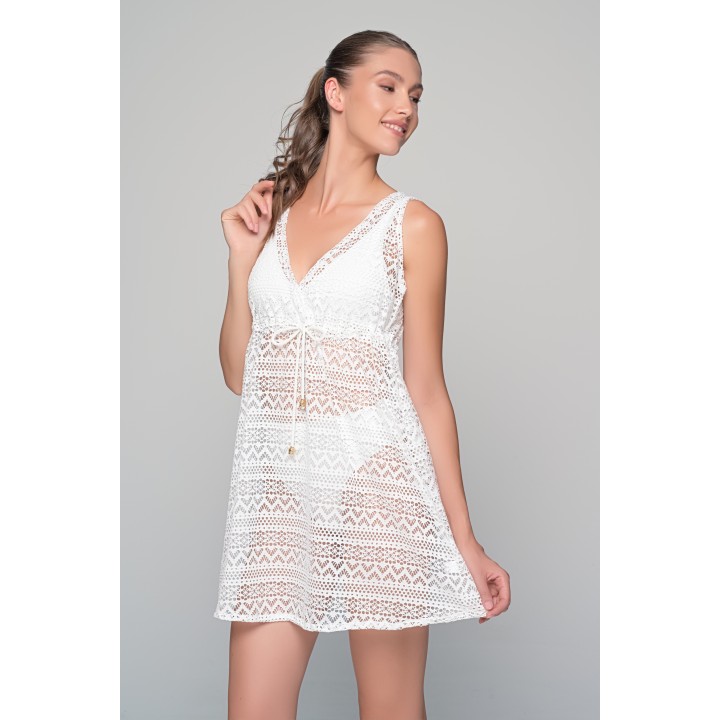 Κοντό Καφτάνι Πλεκτό - Λευκό