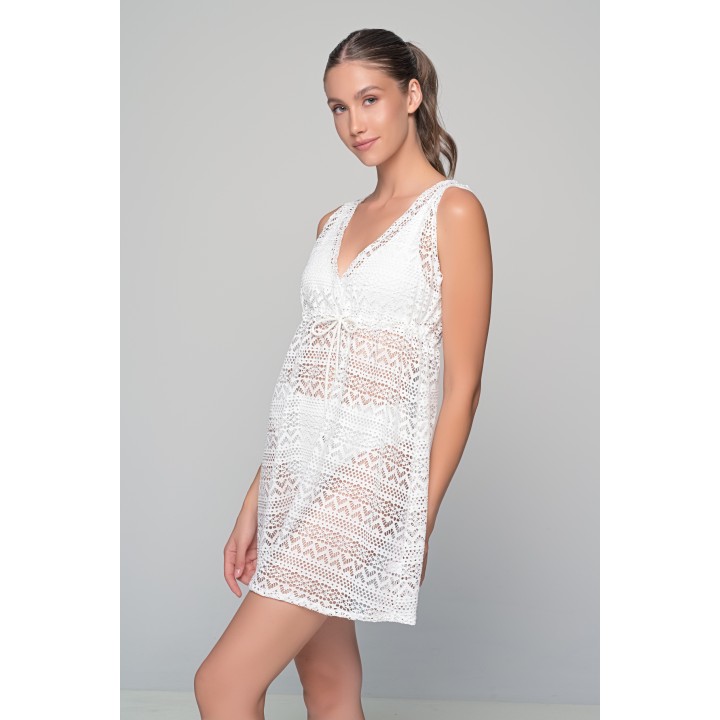 Κοντό Καφτάνι Πλεκτό - Λευκό