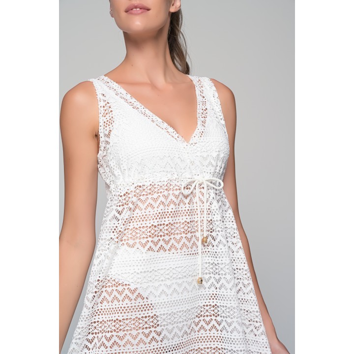 Κοντό Καφτάνι Πλεκτό - Λευκό