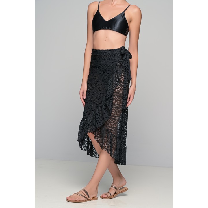 Πλεκτή Φούστα Παρεό - Μαύρο