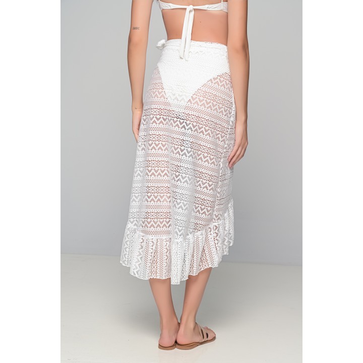 Πλεκτή Φούστα Παρεό - Λευκό