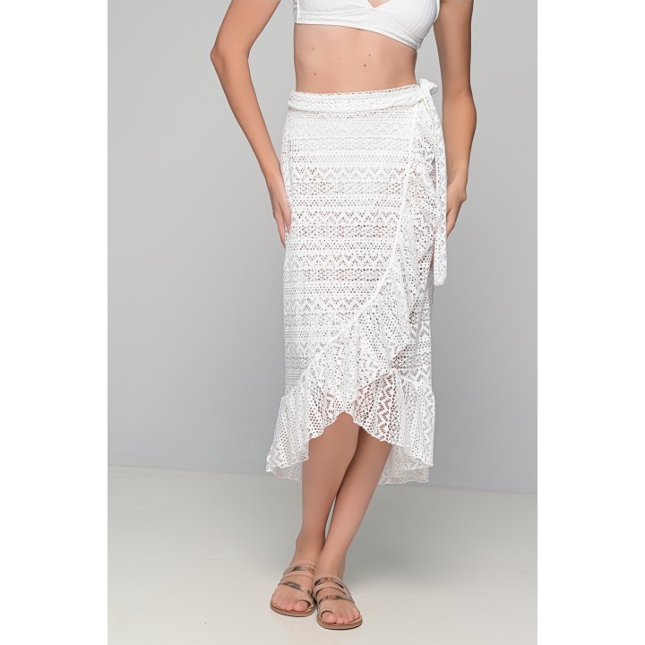 Πλεκτή Φούστα Παρεό - Λευκό