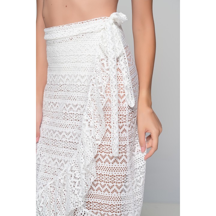 Πλεκτή Φούστα Παρεό - Λευκό