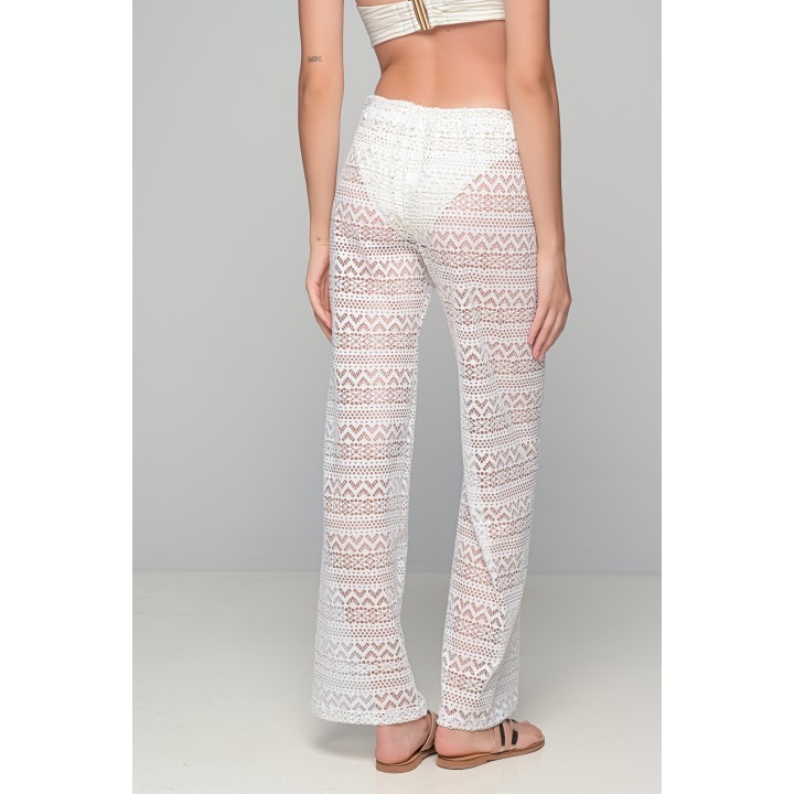 Παντελόνα Παραλίας Πλεκτή - Λευκό