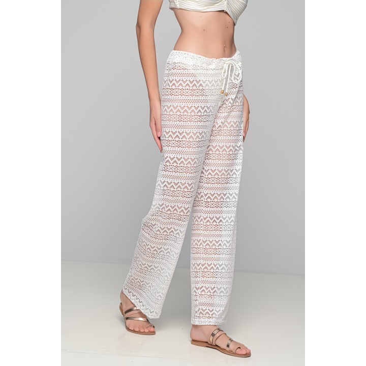Παντελόνα Παραλίας Πλεκτή - Λευκό