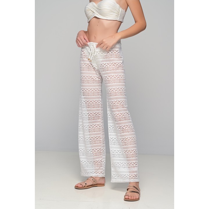Παντελόνα Παραλίας Πλεκτή - Λευκό
