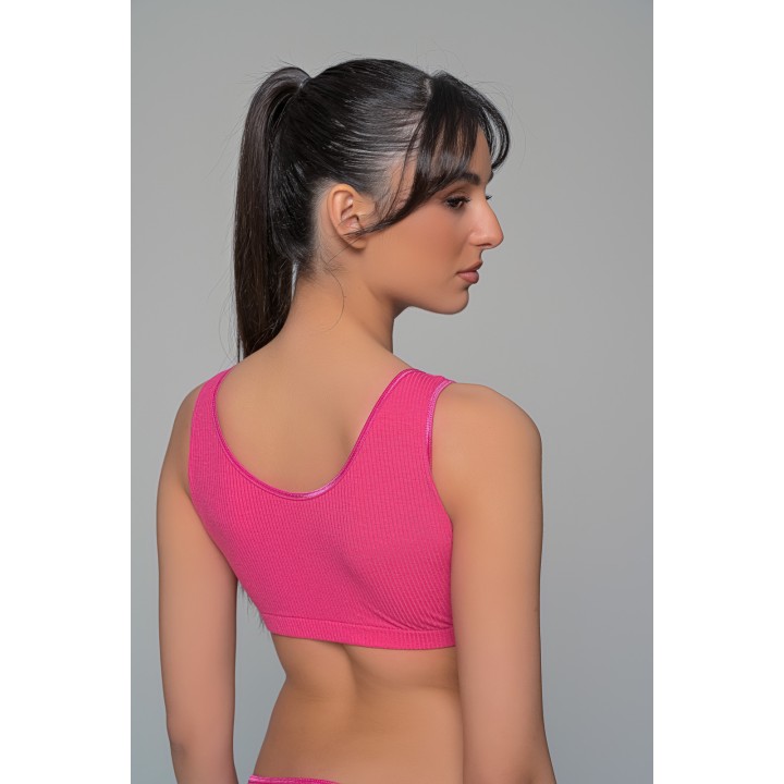 Γυναικείο Μπουστάκι Ύφασμα Rib με Φαρδιά Τιράντα - Indigo