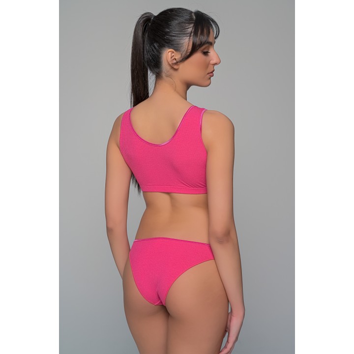 Γυναικείο Μπουστάκι Ύφασμα Rib με Φαρδιά Τιράντα - Indigo