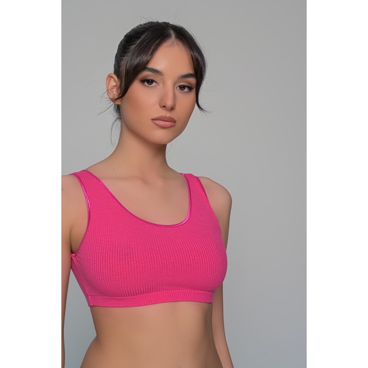 Γυναικείο Μπουστάκι Ύφασμα Rib με Φαρδιά Τιράντα - Indigo