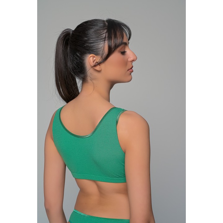 Μπουστάκι Ύφασμα Rib με Φαρδιά Τιράντα - Μπεζ