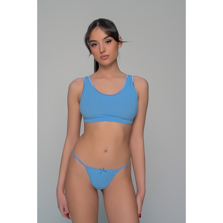 Γυναικείο Σετ Εσωρούχων Ύφασμα Rib - Indigo