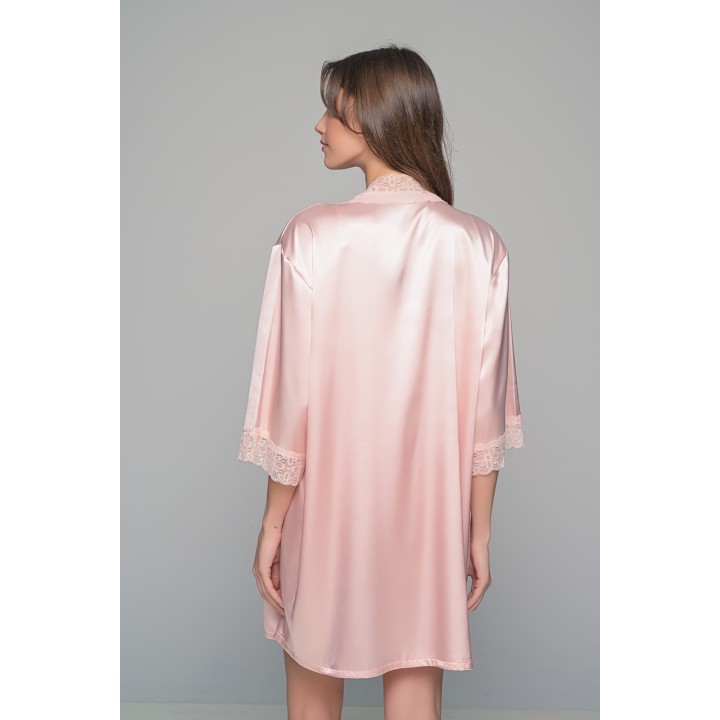 Σατέν Lingerie Top με Δαντέλα - Σομόν