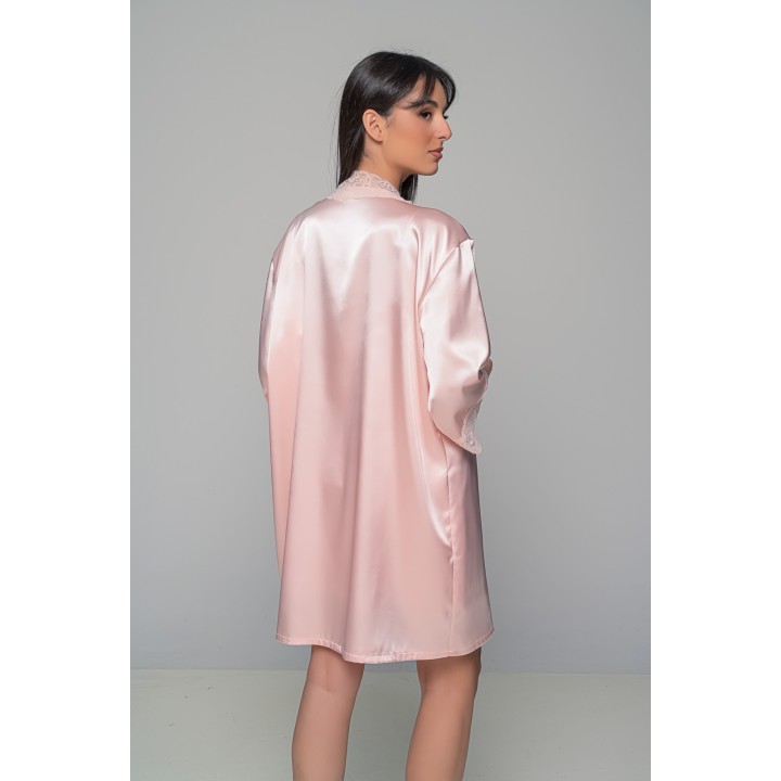 Σατέν Lingerie Top με Δαντέλα - Σομόν