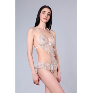 Διάφανο Κορμάκι Δαντέλα - Χρυσαφί