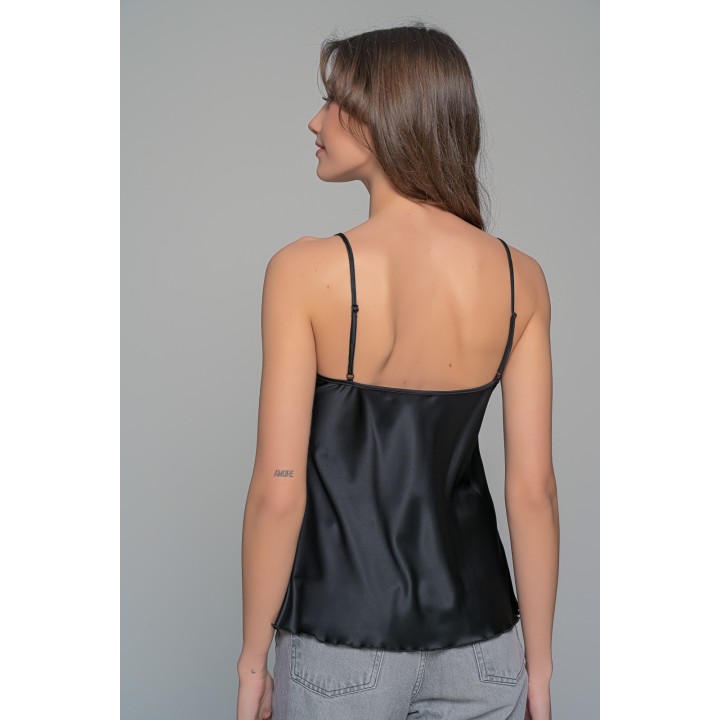 Σατέν Lingerie Top - Μαύρο