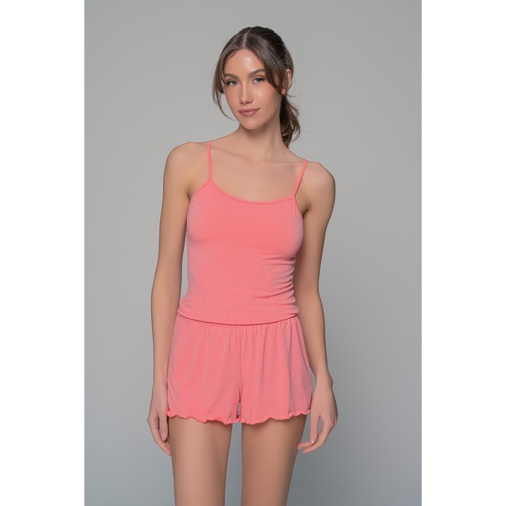 Σετ Τιραντάκι με Σορτς Ιριδίζουσα Λύκρα - Aqua