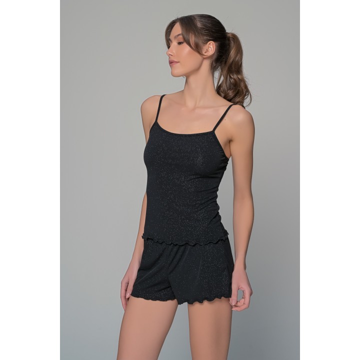 Σετ Τιραντάκι με Σορτς Ιριδίζουσα Λύκρα - Μαύρο