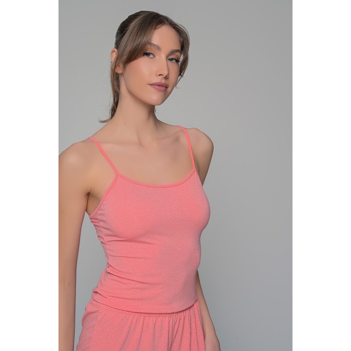 Σετ Τιραντάκι με Σορτς Ιριδίζουσα Λύκρα - Κοραλί