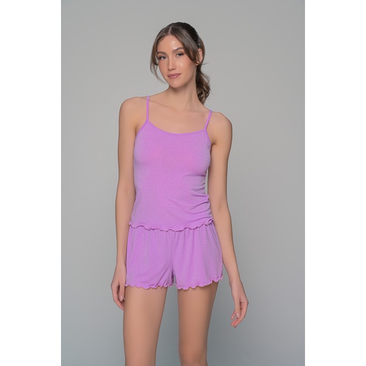 Σετ Τιραντάκι με Σορτς Ιριδίζουσα Λύκρα - Κοραλί