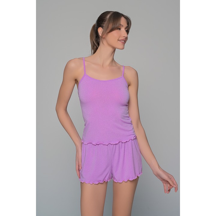 Σετ Τιραντάκι με Σορτς Ιριδίζουσα Λύκρα - Λιλά