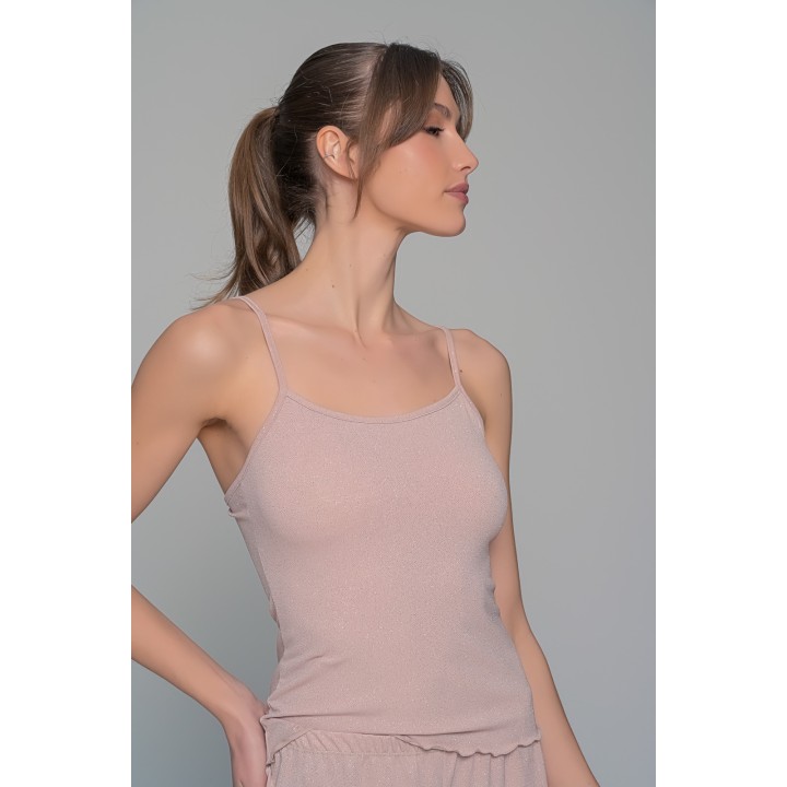 Σετ Τιραντάκι με Σορτς Ιριδίζουσα Λύκρα - Μπεζ