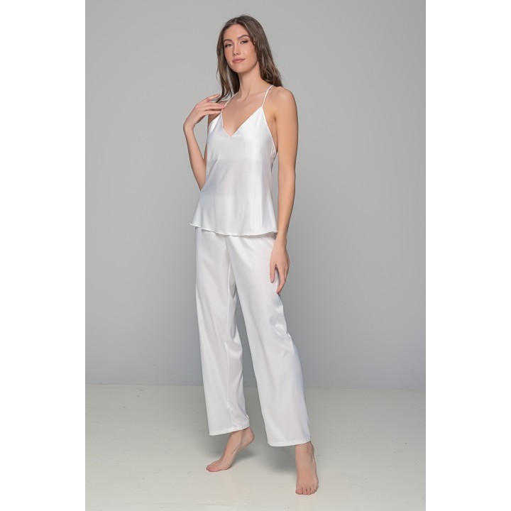 Νυφική Σατεν Πιτζάμα Τιραντάκι - Ιβουάρ
