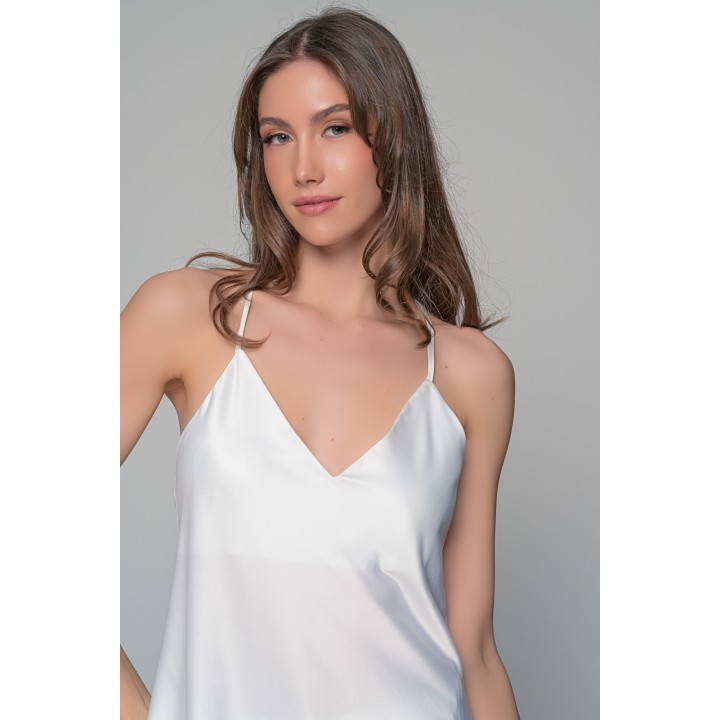 Νυφική Σατεν Πιτζάμα Τιραντάκι - Ιβουάρ