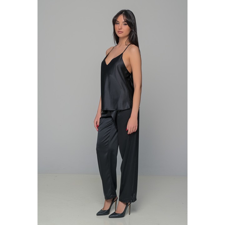 Σετ Πιτζάμα και Μάξι Ρόμπα - Μαύρο