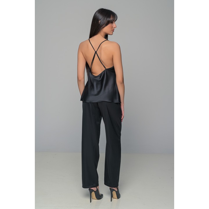 Σετ Πιτζάμα και Μάξι Ρόμπα - Μαύρο