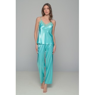 Σατέν Πιτζάμα Τιραντάκι - Aqua