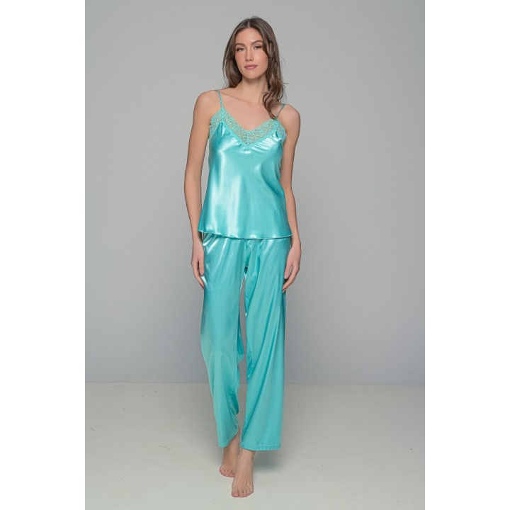Σατέν Πιτζάμα Τιραντάκι - Aqua