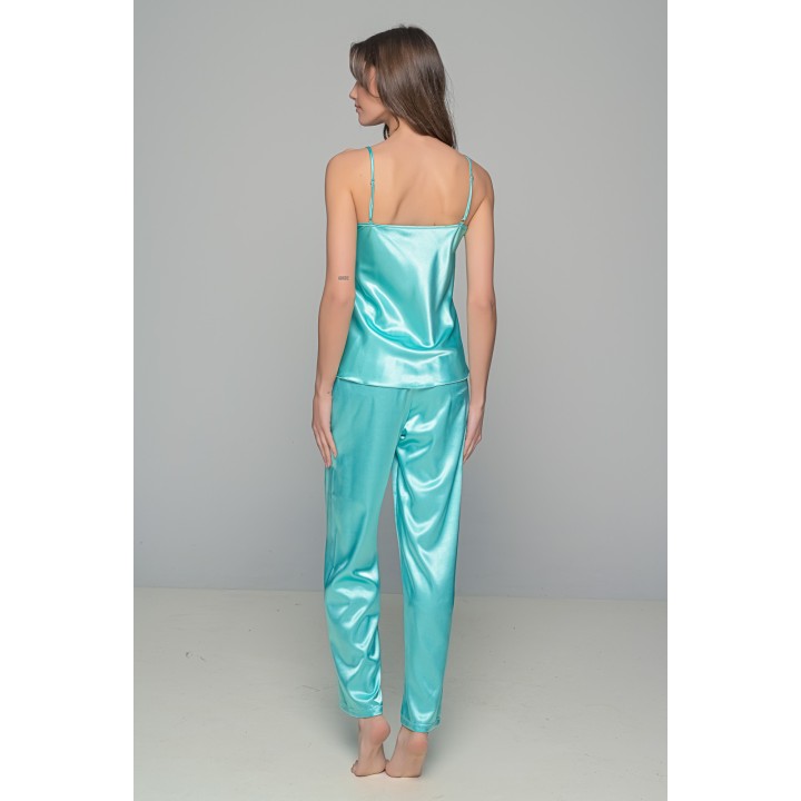 Σατέν Πιτζάμα Τιραντάκι - Aqua