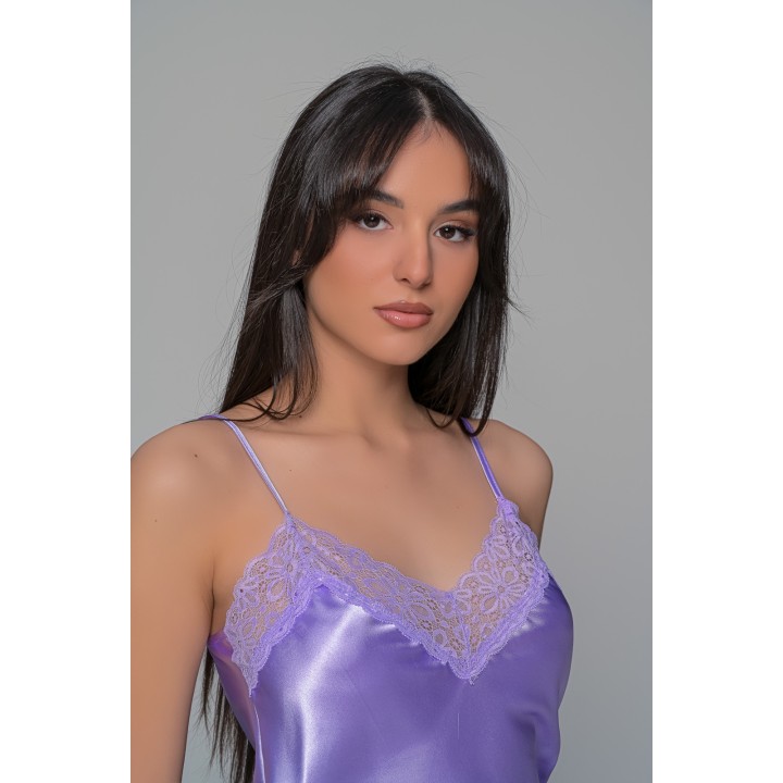 Σατέν Πιτζάμα Τιραντάκι - Λιλά