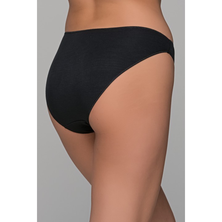 High Leg Σλιπ Bikini Bamboo - Μαύρο