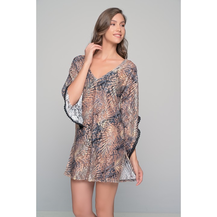 Δαντελένιο Καφτάνι Παραλίας - Τιγρέ