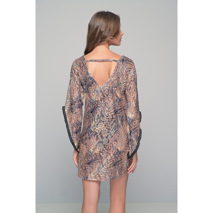 Δαντελένιο Καφτάνι Παραλίας - Τιγρέ