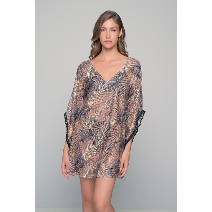 Δαντελένιο Καφτάνι Παραλίας - Τιγρέ