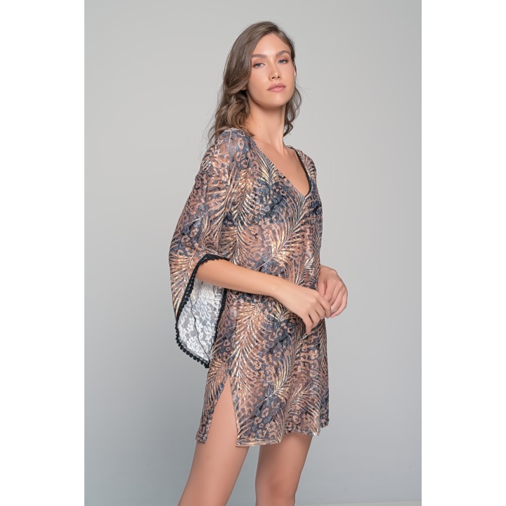 Δαντελένιο Καφτάνι Παραλίας - Τιγρέ