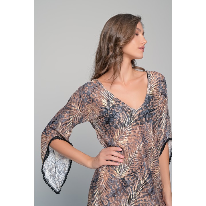 Δαντελένιο Καφτάνι Παραλίας - Τιγρέ