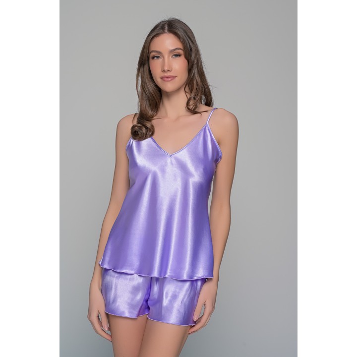 Babydoll με Σορτς Σατεν - Λιλά