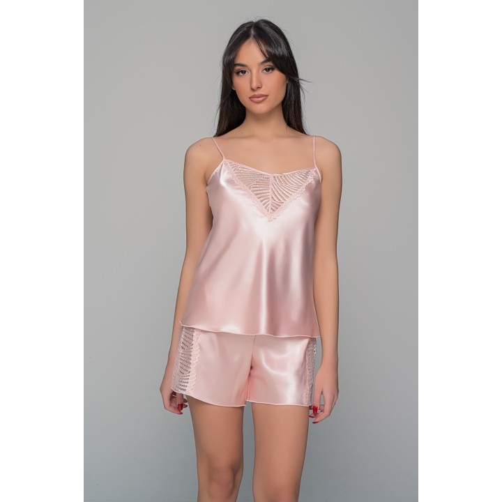 Σατεν Babydoll με Σορτς - Σομόν