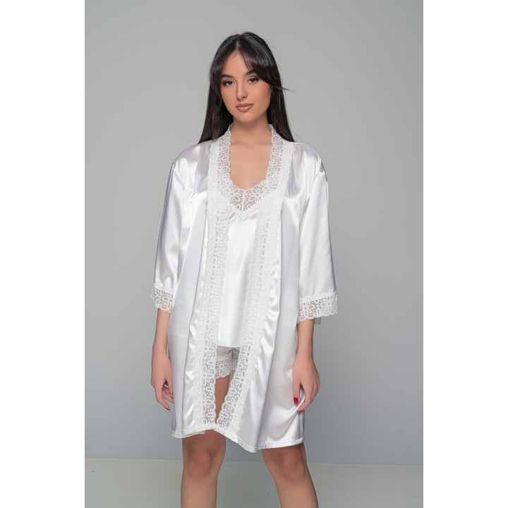 Νυφικό Σατέν Babydoll με Δαντέλα - Ιβουάρ