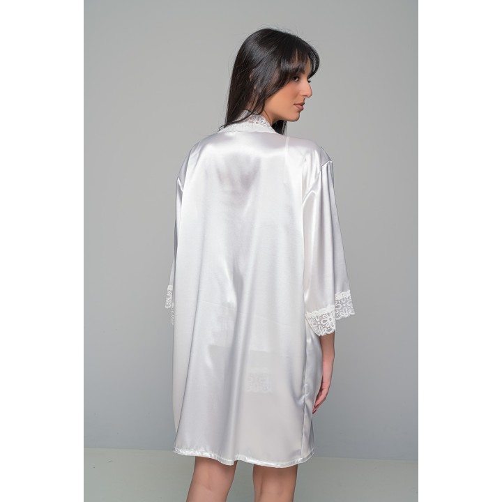 Νυφικό Σετ Σατέν Babydoll με Ρόμπα - Ιβουάρ