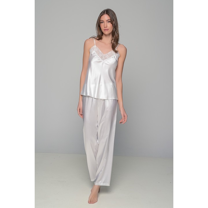Νυφική Σατέν Πιτζάμα Τιραντάκι - Ιβουάρ