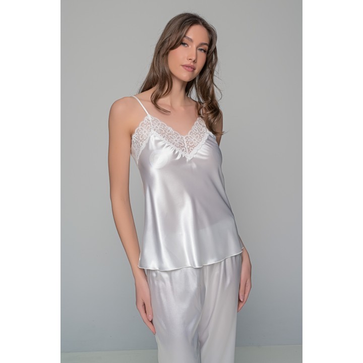 Νυφική Σατέν Πιτζάμα Τιραντάκι - Ιβουάρ